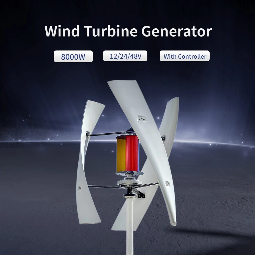 

Free Energy Windmill 5000w Vertical Axis Wind Turbine Generator 12v 24v 48v With MPPT Hybrid Controller for Home Use Inverter
