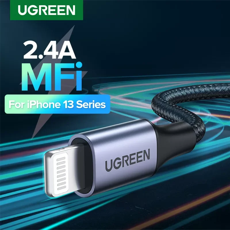 

U- green MFi USB Cable for iPhone 13 12 Pro Max X XR 11 2.4A Fast Charging Lightning Cable USB Data Cable Phone Charger Cable