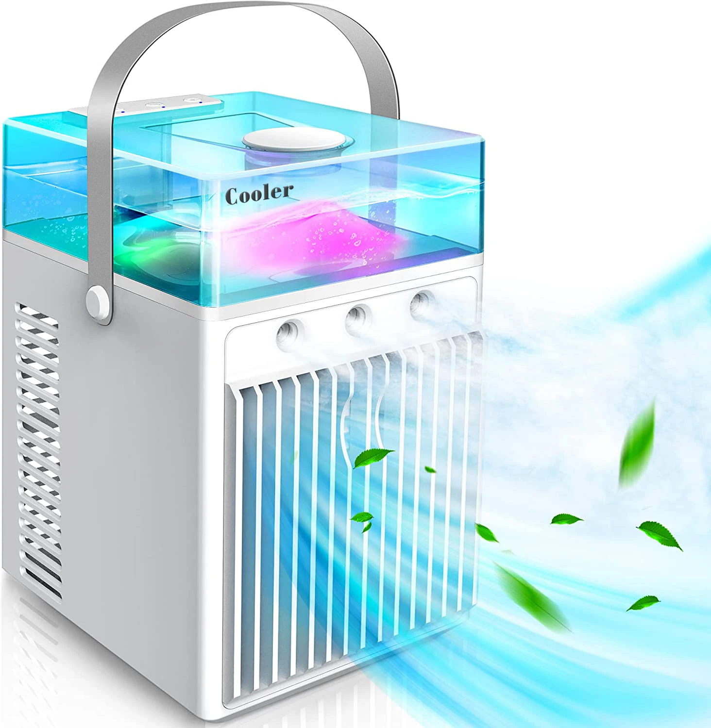 

2000mAh Battery Rechargeable Electric Air Conditioner Mini Fan Portable Small 3-In-1 AC Air Cooler Fans Water Tank Humidifier
