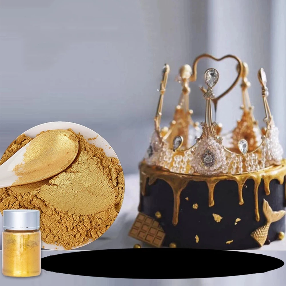 

2Pcs Edible Gold Powder Macaron Chocolate Mousse Cake Fondant Decoration Glitter Powder Silver Pearl Powder Baking Color Dust
