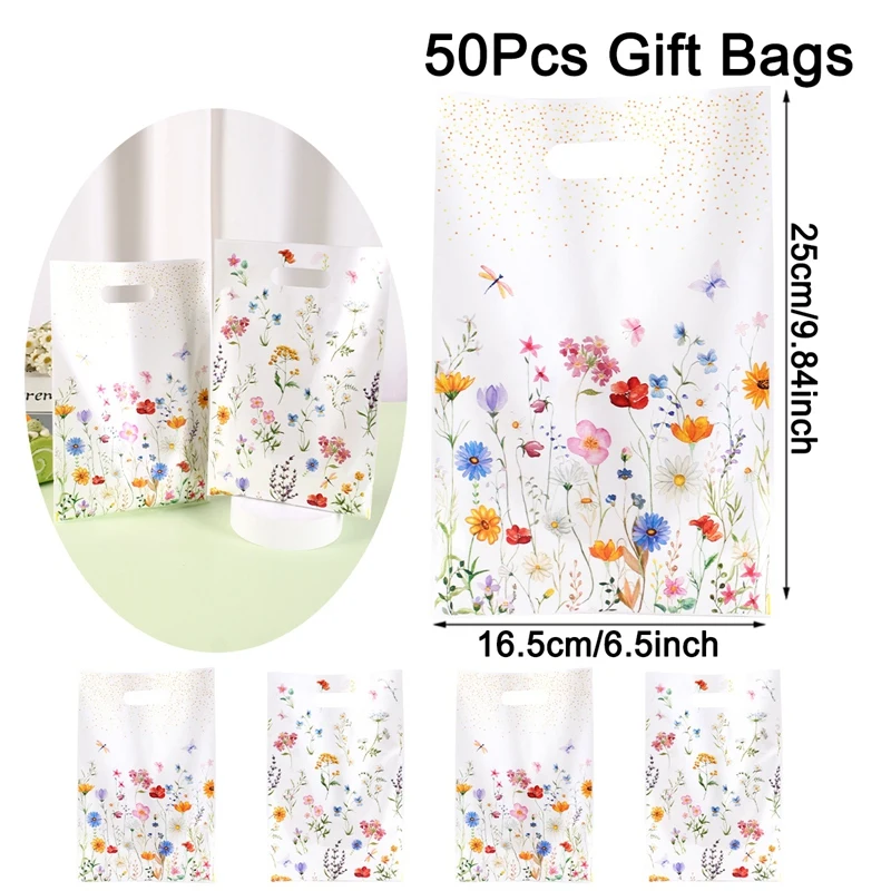 

Пластиковые подарочные пакеты весенний дизайн