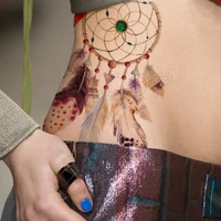 emerald dreamcatcher feather tattoos stickers women body waist arm art tattoos temporary girls butterfly tatoos rose chains