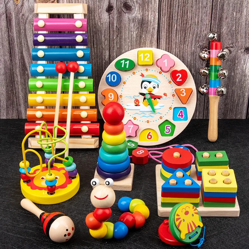 

Early learning intelligence Building blocks infants and young children Wooden toys xylophone Musical Instruments children's gift