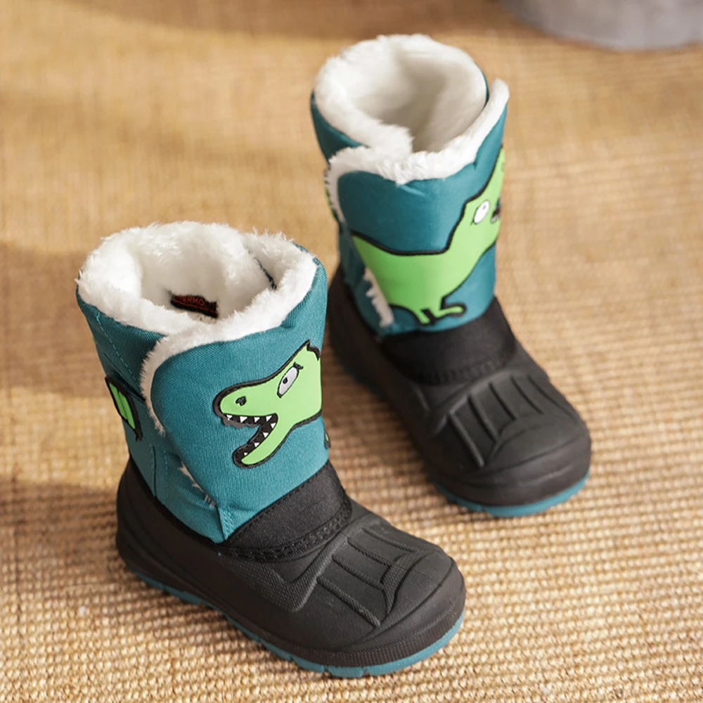

Baby Dinosaur Winter Snow Boots Waterproof Slip Resistant Cold Weather Shoes Boy Girls Rubber Boots Fashion Hiking Sneakers