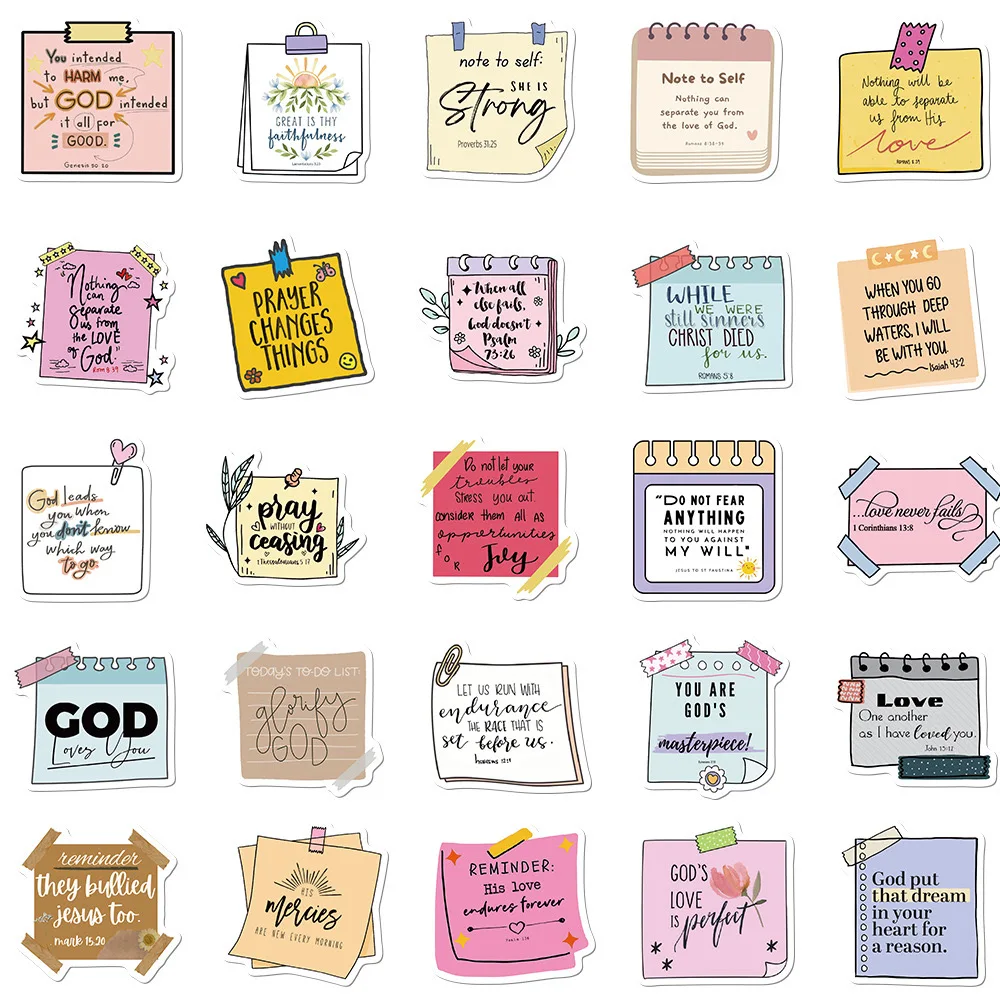 10/50 шт. милые мотивационные слова христианские религия библейские наклейки
