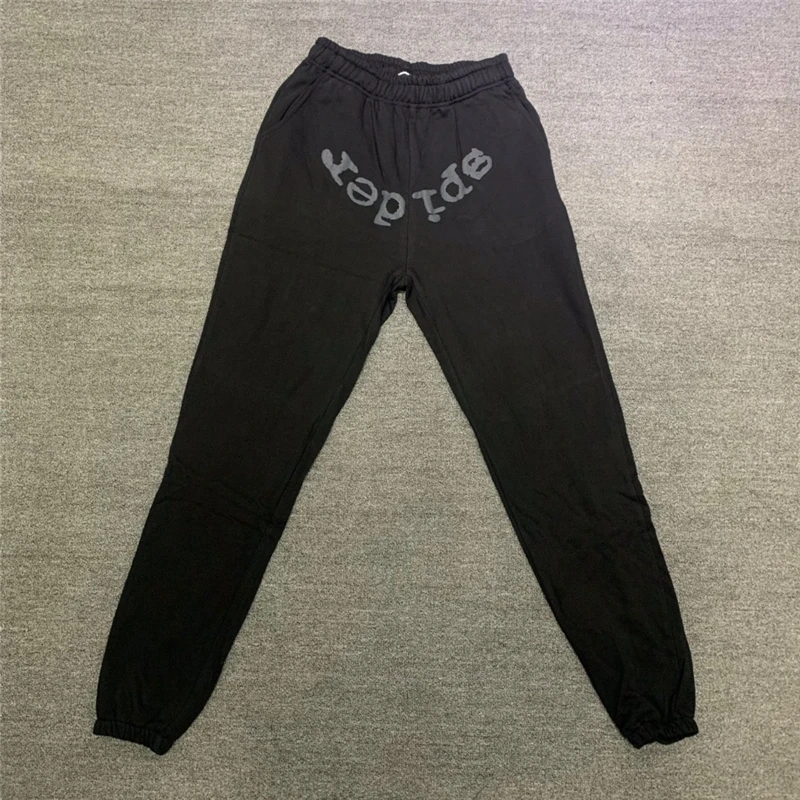 

2023ss Foam Print Logo Spider Pants Men Women 1:1 Black Young Thug Sp5der Sweatpants Hip Hop Heavy Fabric 555555 Trousers y2k