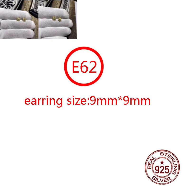 

E62 S925 sterling silver earrings personality fashion retro hip-hop punk style gold-plated six-pointed star shape