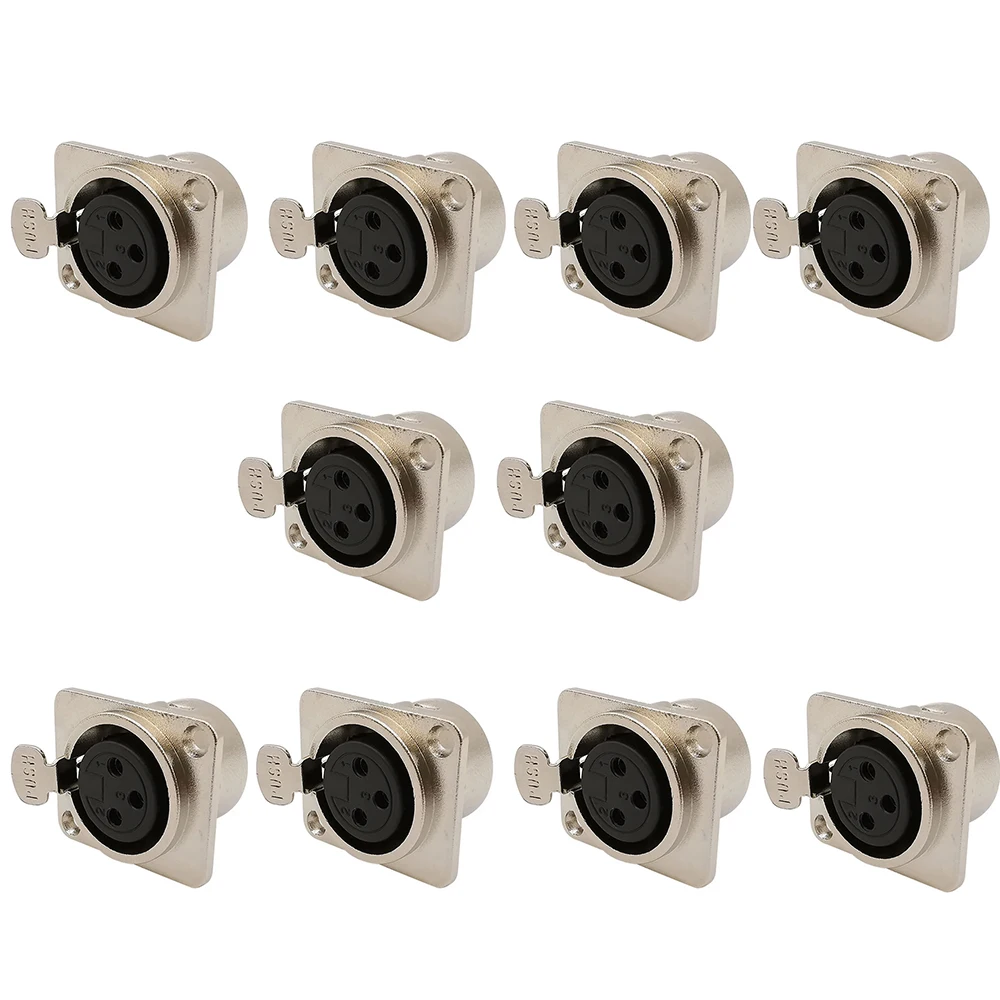 XLR разъемы 3-контактные серебристые 10 шт