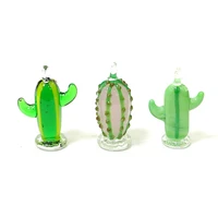 2pcs lovely mini cactus glass pendant ornaments creative charms diy fashion jewelry accessories for women girls earring necklace