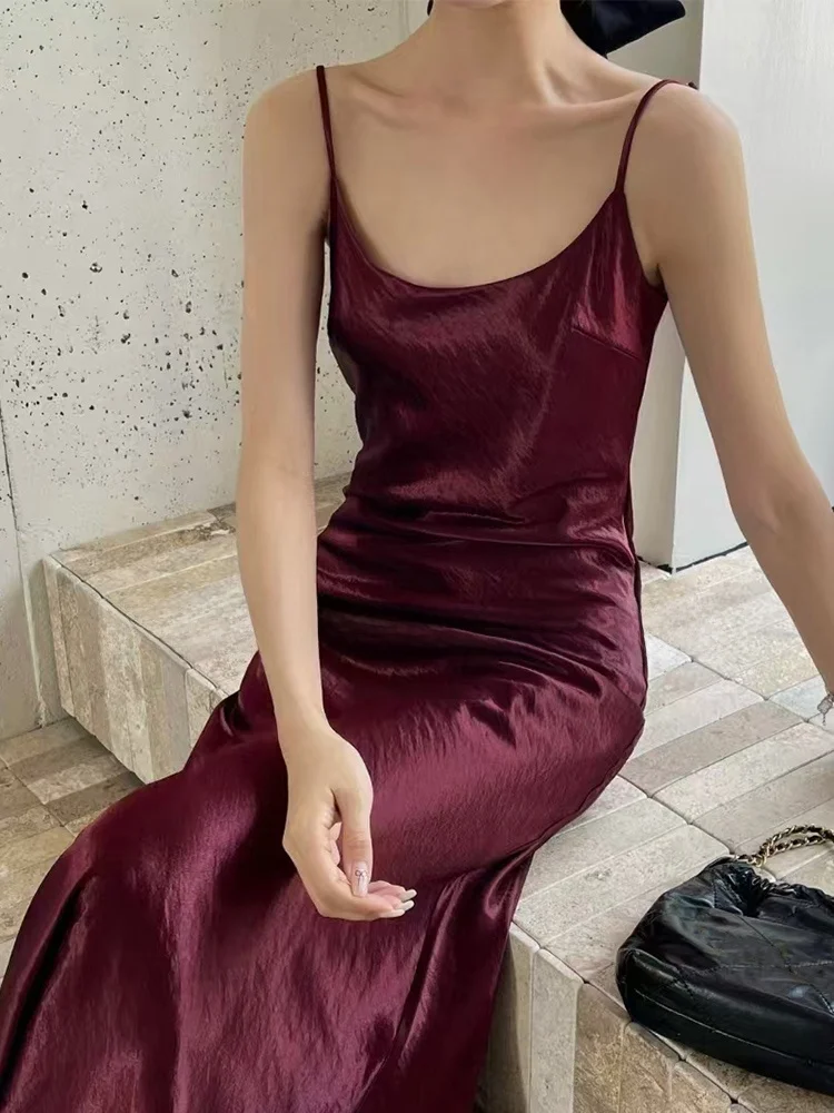 Ankela красное расширенное платье на бретельках из уксуса женское осеннее новое