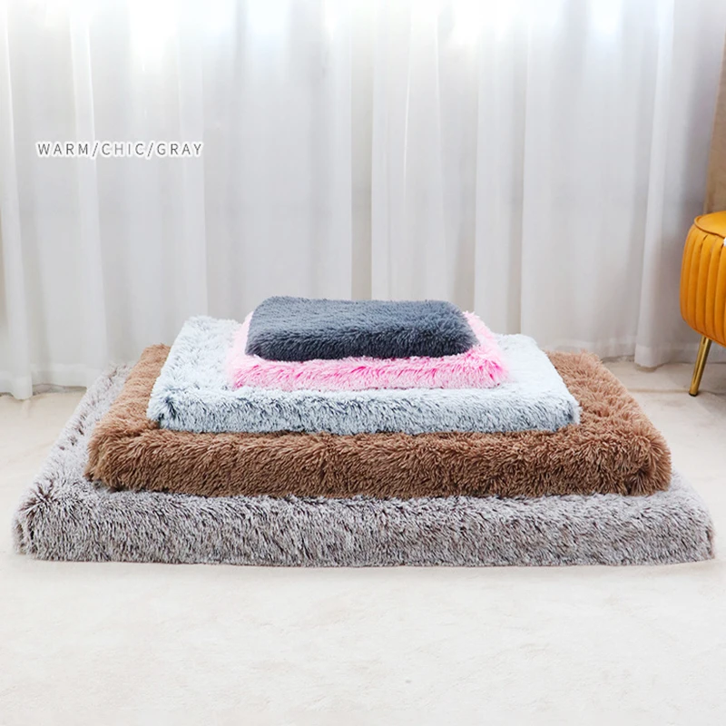 Long Plush Dog Bed Calming Cat Pet Mattress with Removable Washable Cover Memory Foam Mat Crate Non-Slip Bottom | Дом и сад