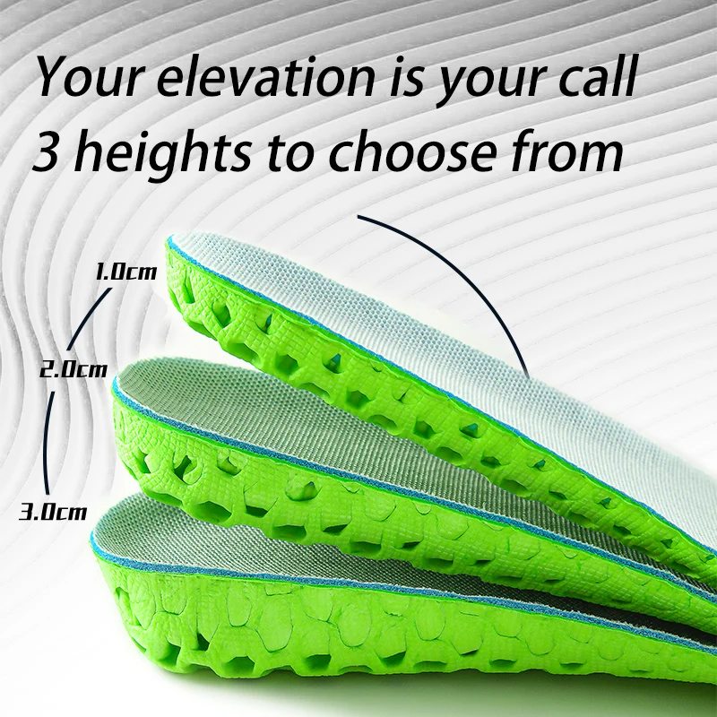 Height Increase Insoles for 1/2/3 Cm Up Invisiable Mesh Deodorant Breathable Soft Cushion Shock Absorption Orthopedic Shoes Pads