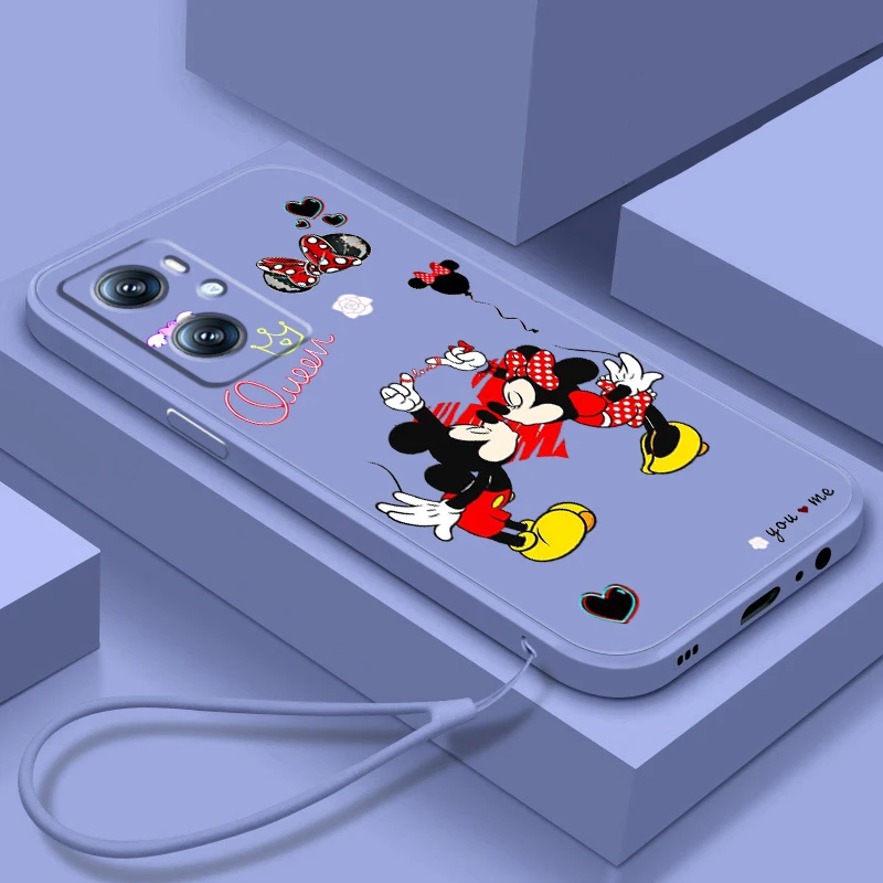 

Phone Case For OPPO Find X6 X5 X3 Lite A96 A94 A93 A77 A76 A74 A72 A57 A53S A16 5G Mickey Minnie Disney Art Anime Liquid Rope