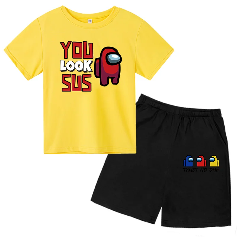 

Kids T Shirts New Charming Outfit Short Sleeve Shorts 2 Pieces Summer 2022 Kids Sportswear Printed Cotton Casual Boys