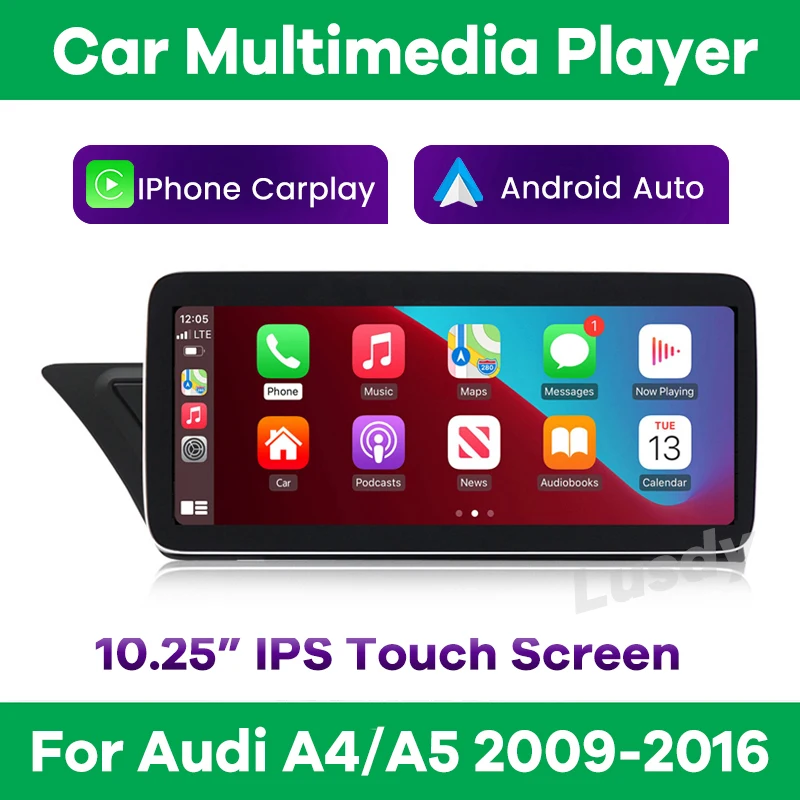 

10,25 "Беспроводной автомобильный мультимедийный Apple CarPlay Android для Audi A4 A5 2009-2016 LHD RHD головное устройство задний сенсорный экран для Iphone
