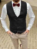 mens vest striped single breasted slim fit temperament sleeveless jacket business wedding groomsman vest blazer hombre