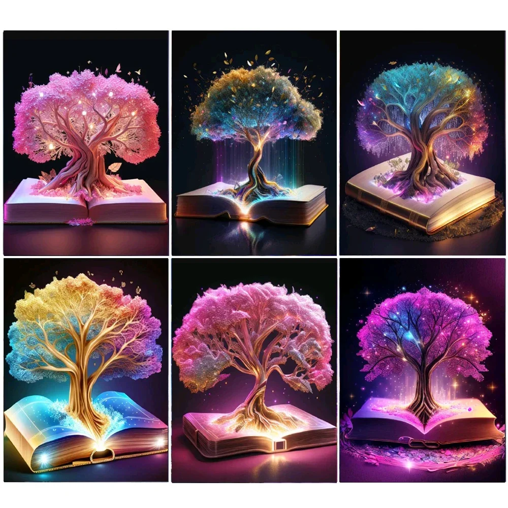 

5D Diy Diamond Mosaic Tree in Book Landscape Full Diamond Painting Puzzle Fantasy Diamond Embroidery Mosaic Cross Stitch
