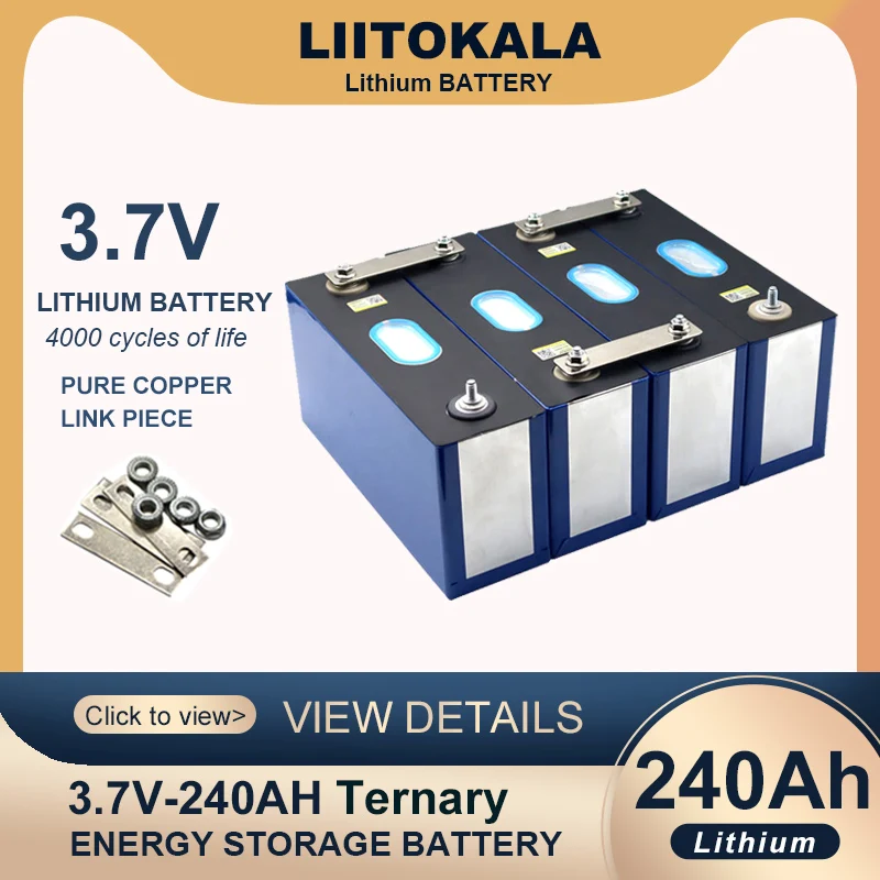 Liitokala 3.7v 240Ah Ternary lithium battery Power Cell for 3s 12v 24v Electric vehicle Off-grid Solar Wind inverterTax Free