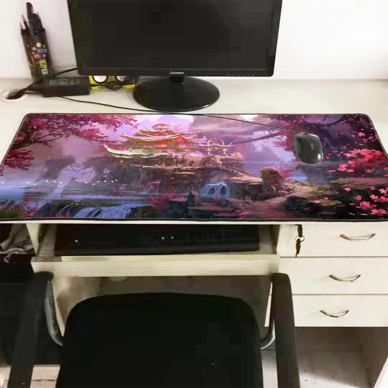 Японский коврик для мыши с цветами эстетический Настольный игровые аксессуары