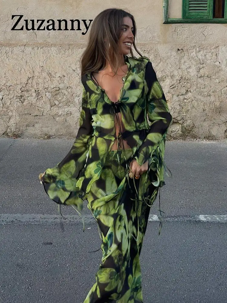 

Женский пляжный костюм Zuzanny, комплект из двух предметов: рубашка с длинным рукавом и юбка-змейка, лето 2023