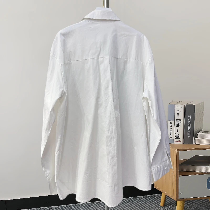 KBQ Вышивка High Street Дизайнерские рубашки для женщин Однобортная свободная блузка с