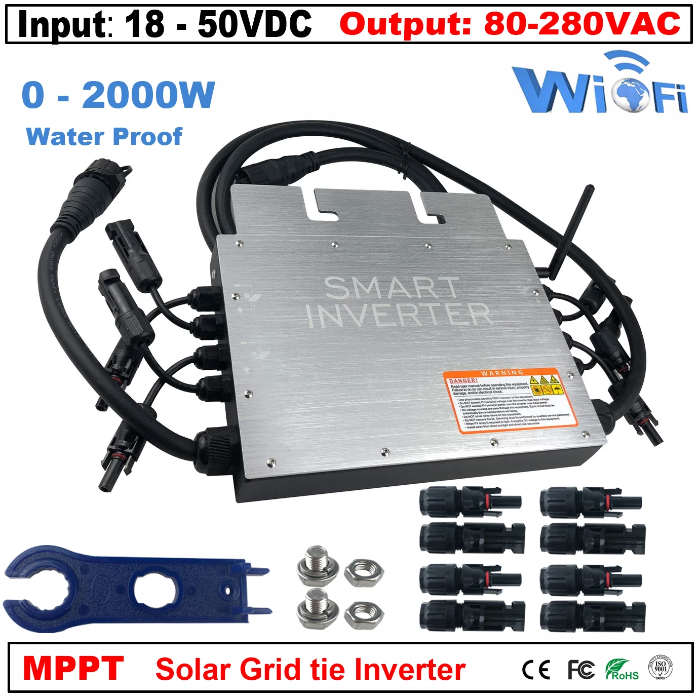 

Dual MPPT 1400W Solar Micro Inverter 30V 36V On Grid Tie Inversor Pure Sine Wave Converter Auto 110V 220V AC For 300W 350W PV