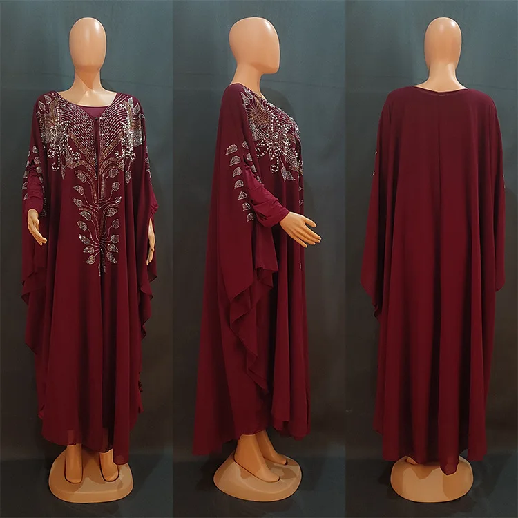 Африканские вечерние платья для женщин шифон Boubou Dashiki комплект из 2 предметов