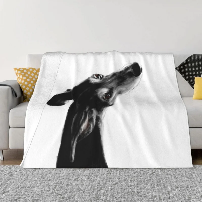 

Greyhound Dog Blanket Flannel Spring Autumn Always There White Warm Throws For Winter Bedding