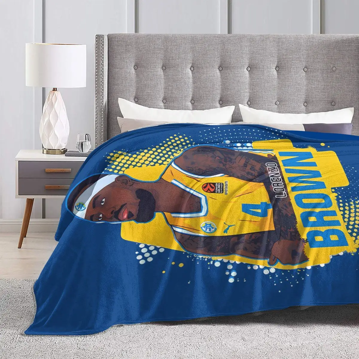 Всесезонное Флисовое одеяло для баскетбола Maccabi Tel AV ультрамягкое фланелевое