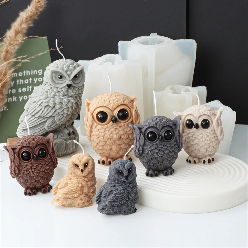 

Owl Sculpture Silicone Candles Mold Animal Modeling Plaster Resin Soap Mould DIY Wax Making Supplies Crafts Home Bird Decor Gift