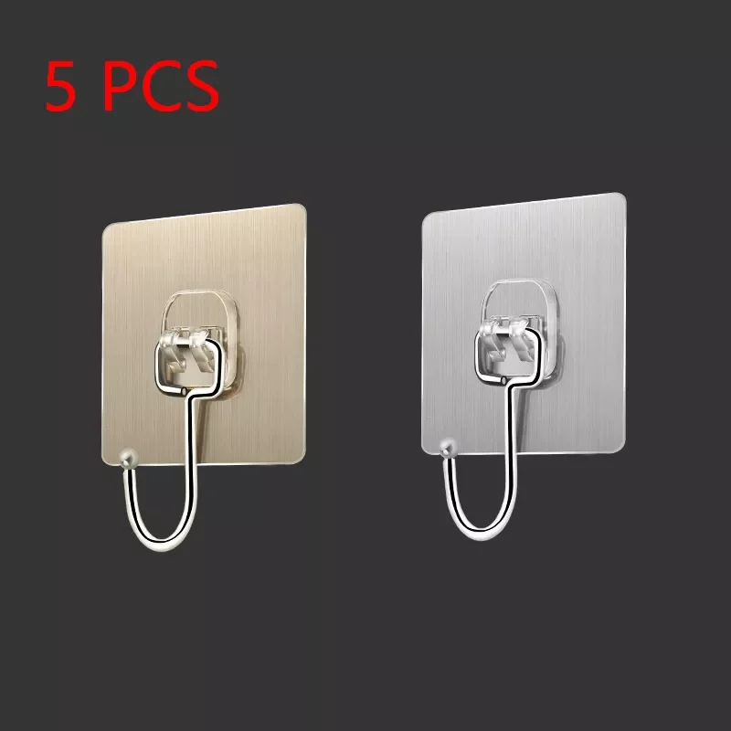 

1-5Pcs Bathroom Towel Hoohs Self Adhesive Wall Hooks Transparent Hook Holder Kitchen Organizer And Storage Shelf Racks Bathroom