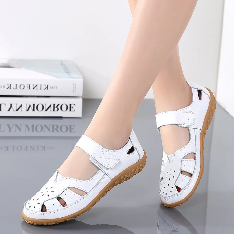 

Maogu Comfortable Sandals Girl Summer Women 2023 Trend Elderly Casual Elderly Beige Plus Size 42 Flat Shoes Female Soft Sole