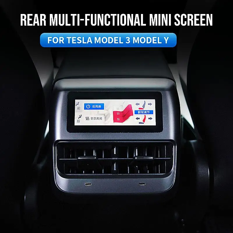 

2023 Model 3 Y Accessories Armrest Box IPS Screen Rear Display Panel Air Conditioning Voice Speed Control-screen for Tesla Cars