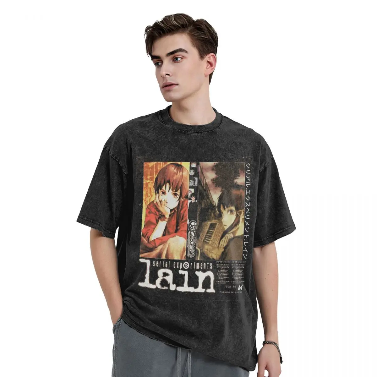 Футболка Serial Experiments Lain потертые футболки большого размера с короткими рукавами