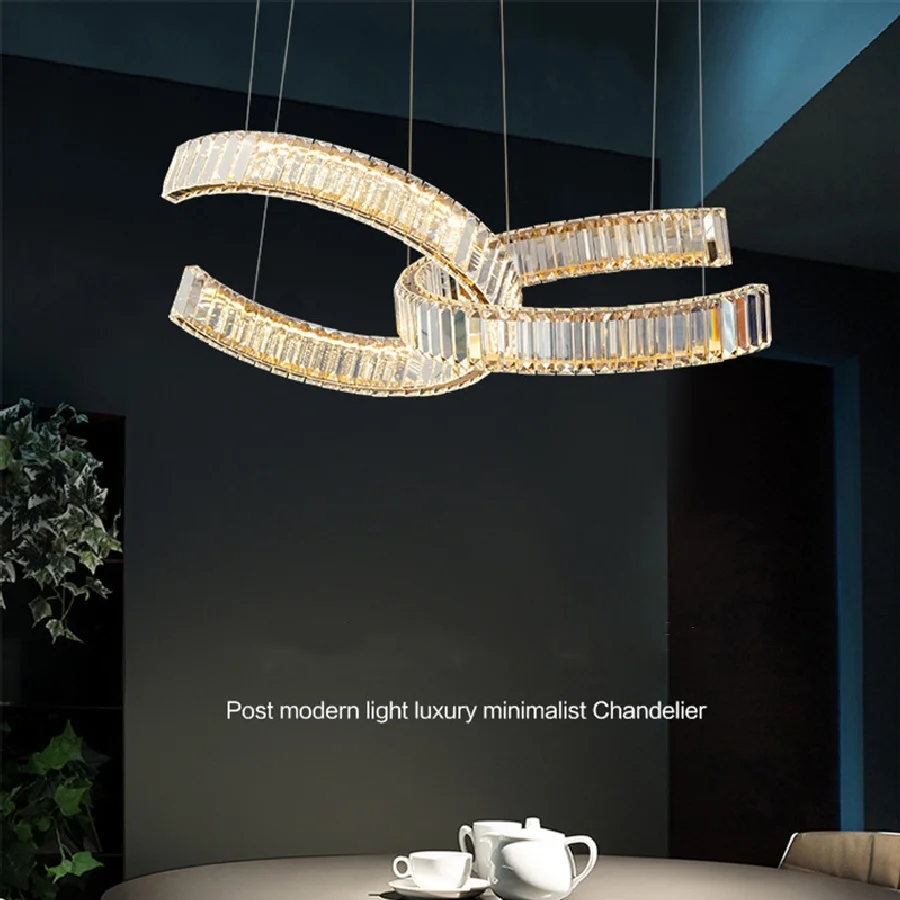 

Современная светодиодная подвеска K9 с регулируемой яркостью, потолочный светильник из хрустальной стали золотистого/хромированного цвета, регулируемый осветительный прибор