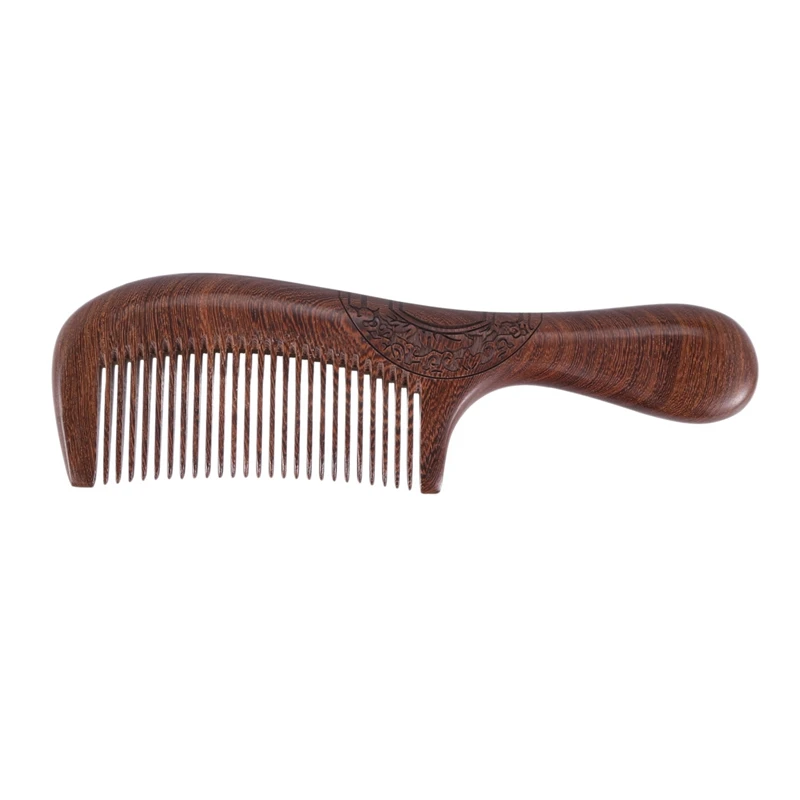 

3X Unisex Sandalwood Comb Women Men Home Travel Wood Anti-Static Fine-Tooth Comb Wooden Handles Hair Comb