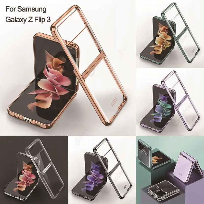 

Роскошный гальванический флип-чехол GKK для Samsung Galaxy Z Flip 3 5G, прозрачный пластиковый жесткий чехол для Samsung Z Flip 3 5G