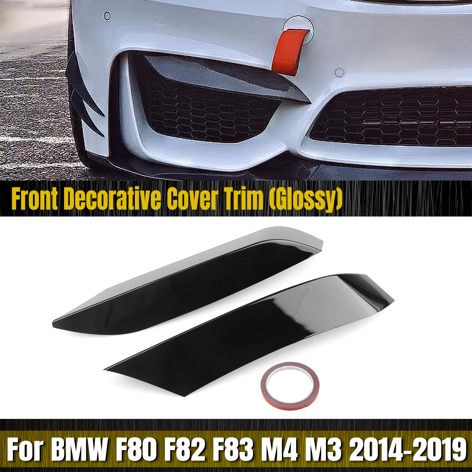 

Front Bumper Side Air Vent Splitter Trim For BMW F80 M3 F82 F83 M4 2014-2019 Only Intake Frame Upper Spoiler Cover Canard Brow