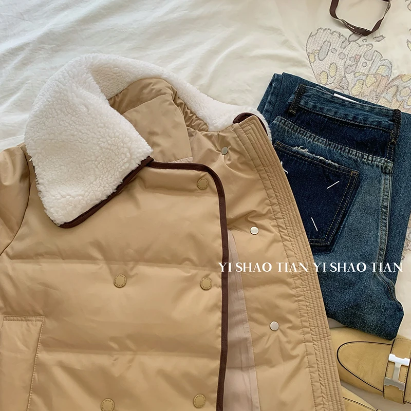 Новинка зимы 2022 кожаная Роскошная меховая пуховая короткая куртка с принтом для