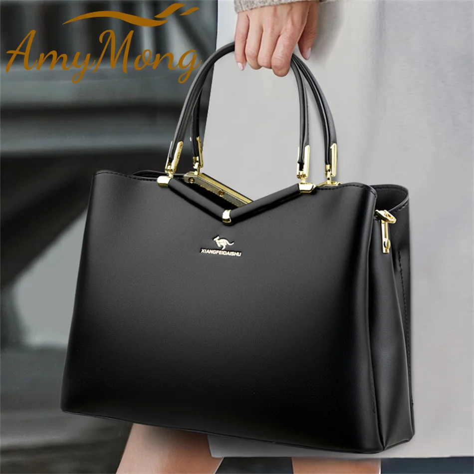 

Cowhide Leather Luxury 3 Layers Handbag Purse Women Designer Messenger Shoulder Crossbody Bag for Female Casual Tote Shopper Sac