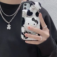suitable for iphone 13 plush phone case 12 pro max cool earth hot girl y2g cows pattern cute