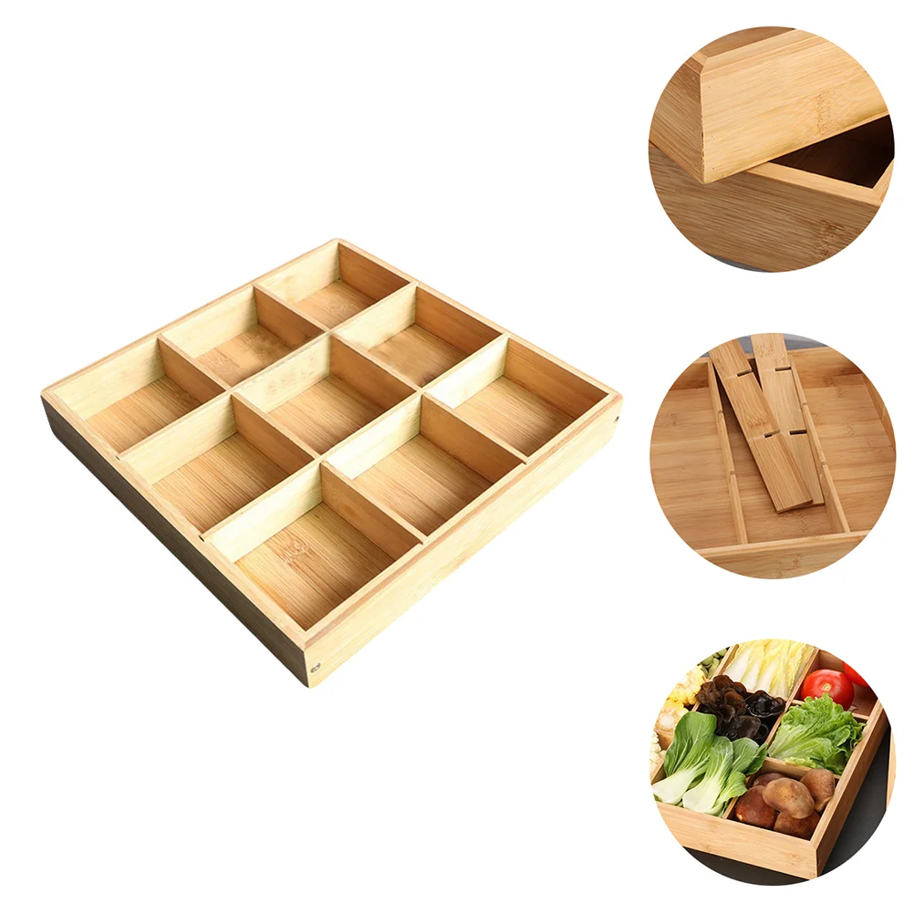

Tray Plate Wooden Serving Box Fruit Sushi Snack Candy Dish Divided Woodappetizer Storage Side Seasoning Control Platter Portion