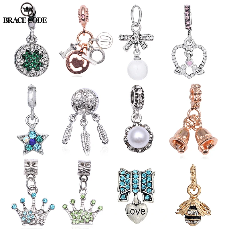 

BRACE CODE 2Pcs/Lot Authentic Crystal Jewelry Beads Charms Brand Bracelet Original Good luck pendant Pendant DIY Women Jewelry