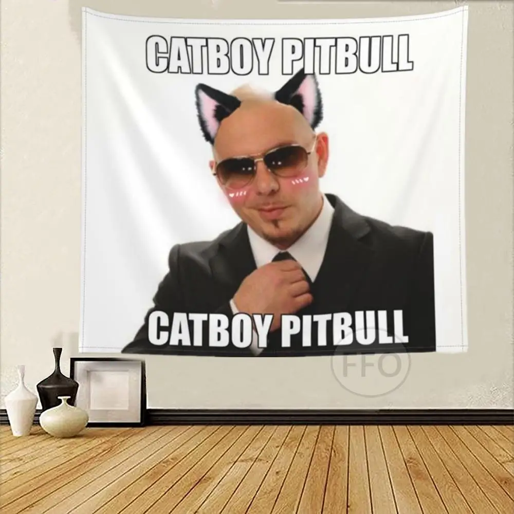 

Настенный гобелен с забавными кавайными картинками питбуля, украшение для комнаты в эстетике, коврик для йоги, украшение для дома