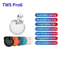 original pro6 tws touch control wireless headphone bluetooth 5 0 earphones sport music game earbuds hifi hands free headset