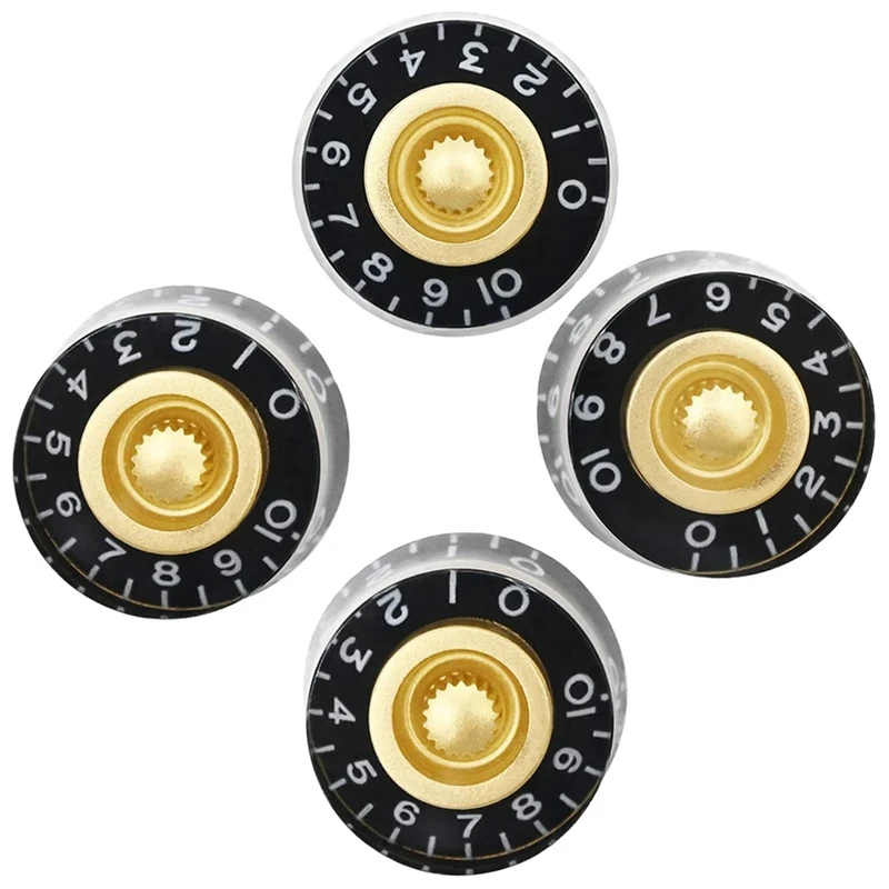 

8Pcs Volume Tone Speed Control Knobs For Les Paul LP Style Bass Electric Guitar Parts, Transparent Golden