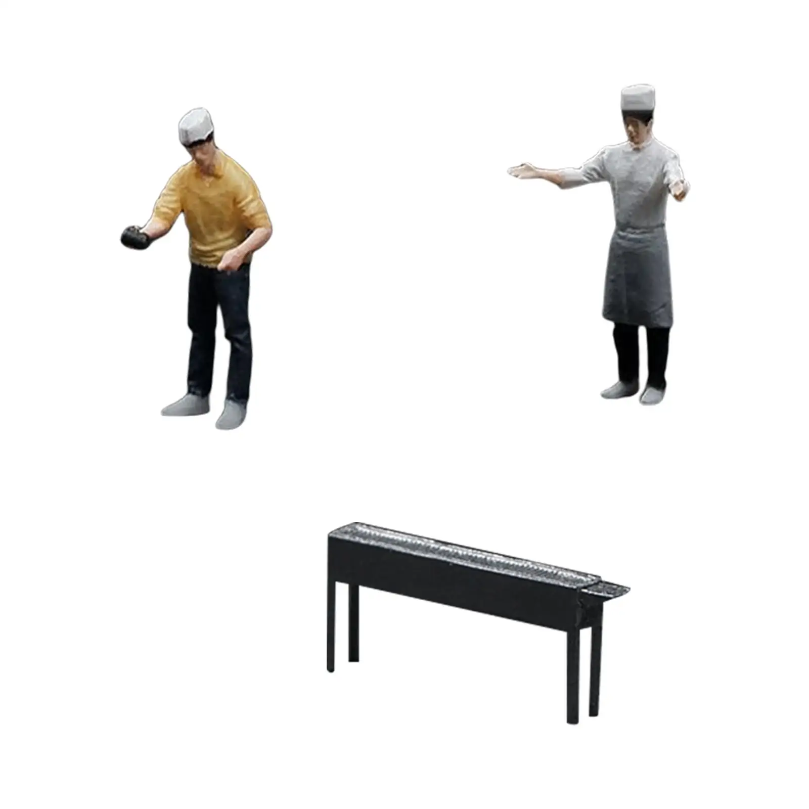 

1:64 BBQ Chef Figure Miniature Desktop Ornament Movie Props DIY Projects Train Railway Dioramas Fairy Garden Scene Ornaments