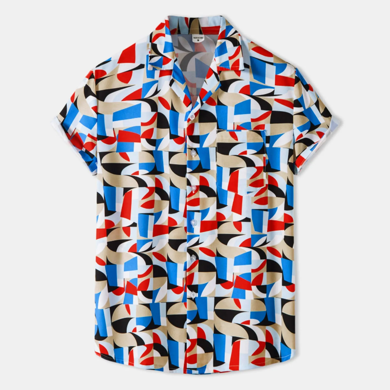 

Мужские летние повседневные Гавайские рубашки с принтом M, классические рубашки с короткими рукавами и карманами, мужской комбинезон