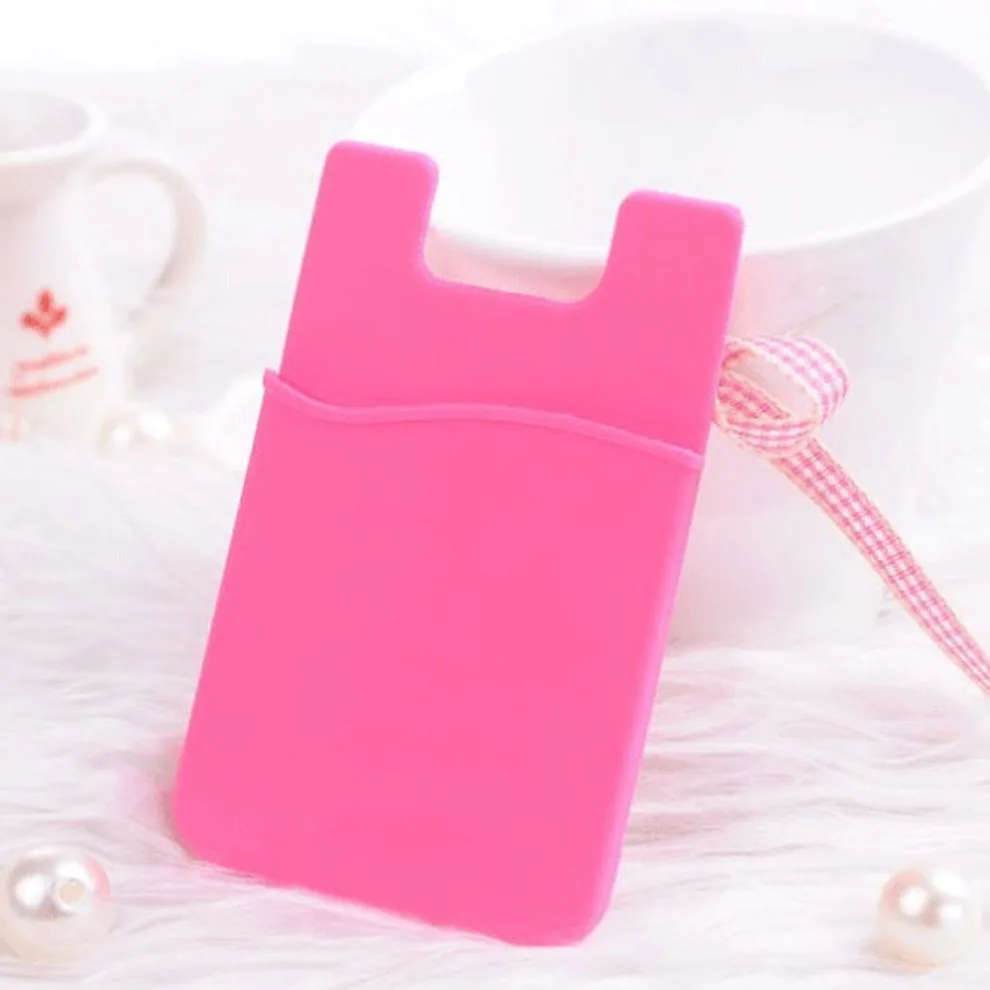 

1pc Silicone Wallet Credit Card Cash Holder Sticker Adhesive Back Case For Phone