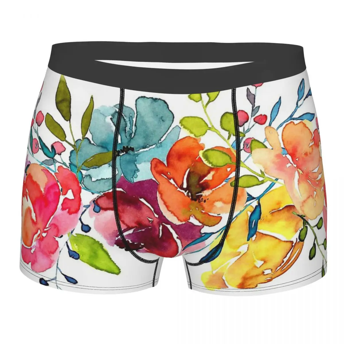 

Трусы-боксеры мужские с яркими цветами, дышащие, акварельные пионы, летнее нижнее белье